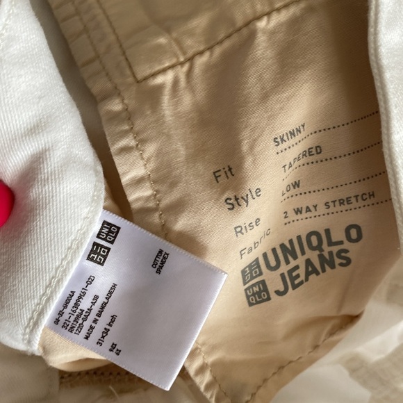 UNIQLO skinny low rise tapered stretch jeans white 31x34 long denim pants - Picture 4 of 4